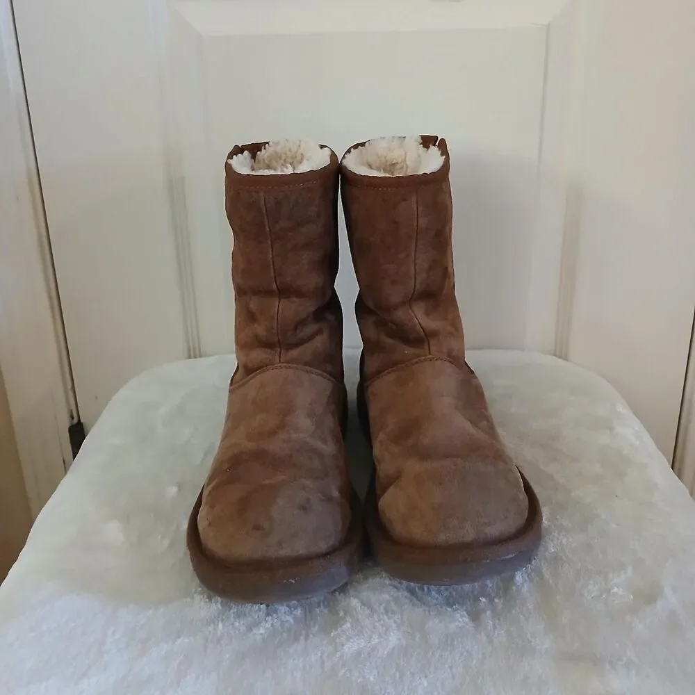 UGG Australia Mayfaire Limited Ed Brown Suede Boots Copper Nameplate & Zipper 7